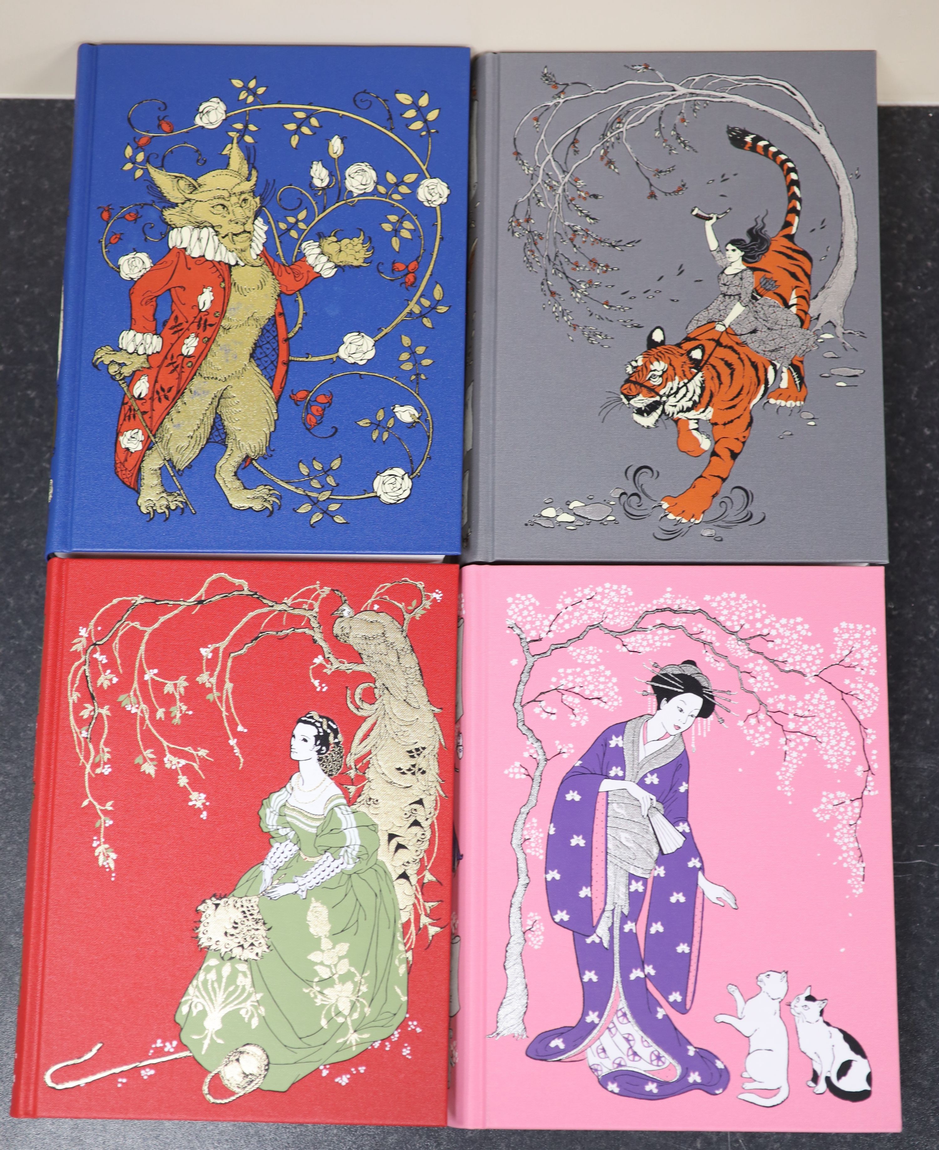 Lang, Andrew (Ed) -The Folio Society Rainbow Fairy Book Collection, Complete set of 12 volumes. (Blue, Red, Green, Yellow, Pink, Grey, Violet, Crimson, Brown, Orange, Olive, Lilac), bound in buckram and blocked in 4 colo
